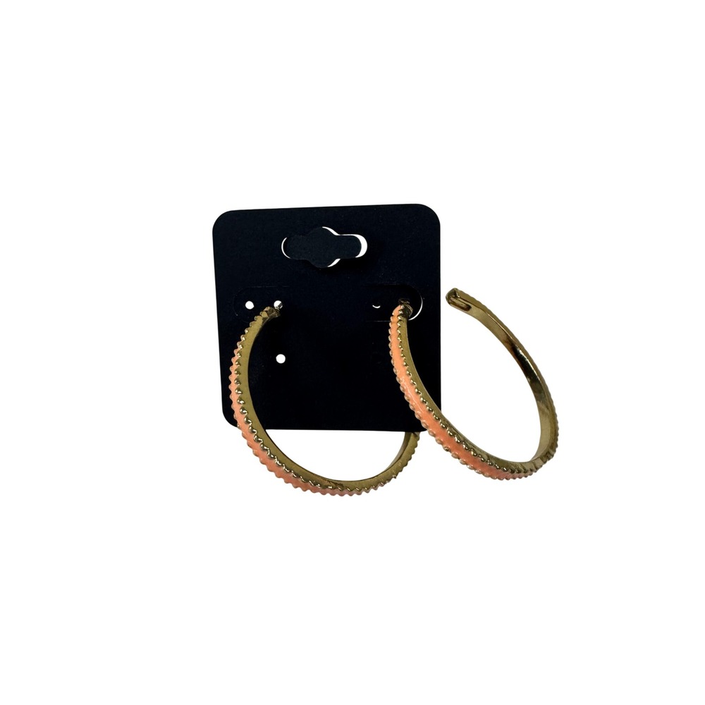 Gold Tone Coral Enamel Hoop Earrings Women's Fashion Jewelry Boho‎ Y2K Statement